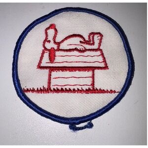 Snoopy Patch Embroidered Dog House Red White Blue Cartoon Applique